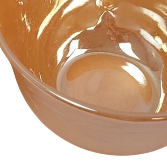 4 Vintage Fire-King Oven Ware Iridescent Orange Leaf Pattern Teacups Made In USA - Picture 2 of 6